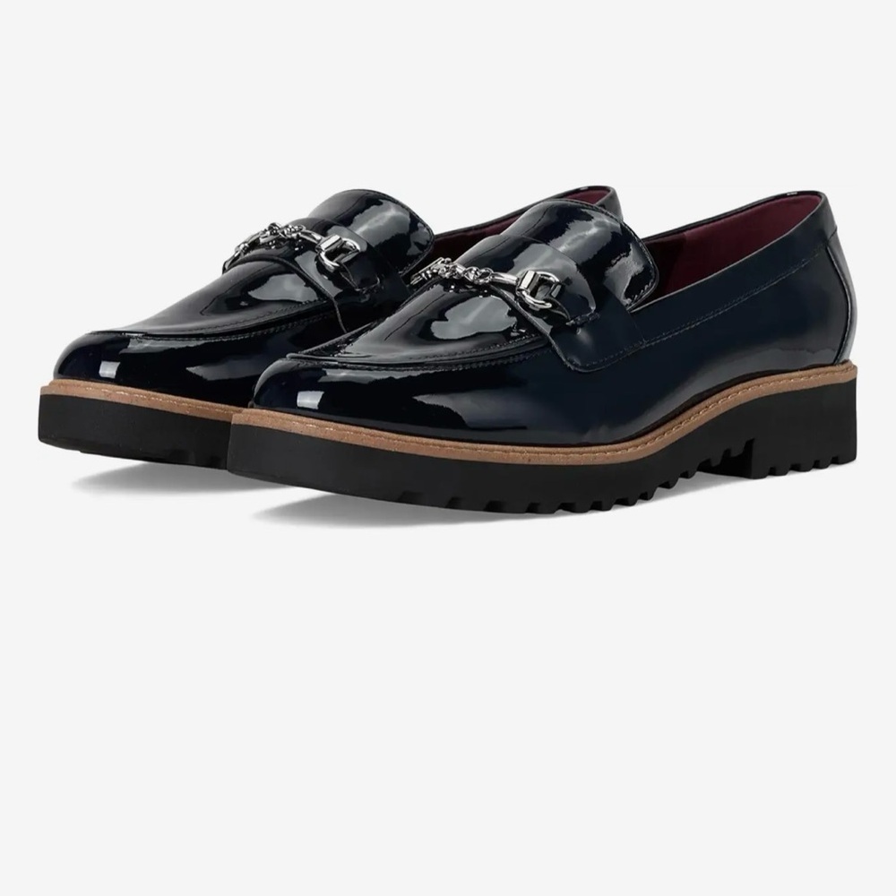 Franco Sarto black Collette Faux Patent Leather Loafers 10